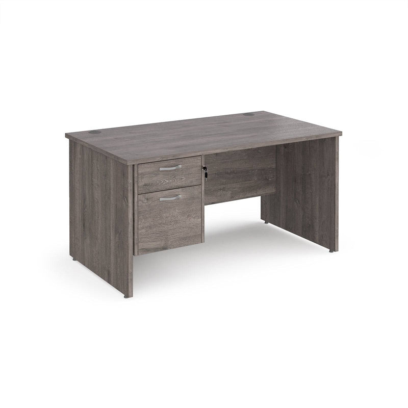 Maestro 25 Straight Desk 800mm Deep With Fixed 2 Drawer Pedestal & Panel End Leg - NWOF