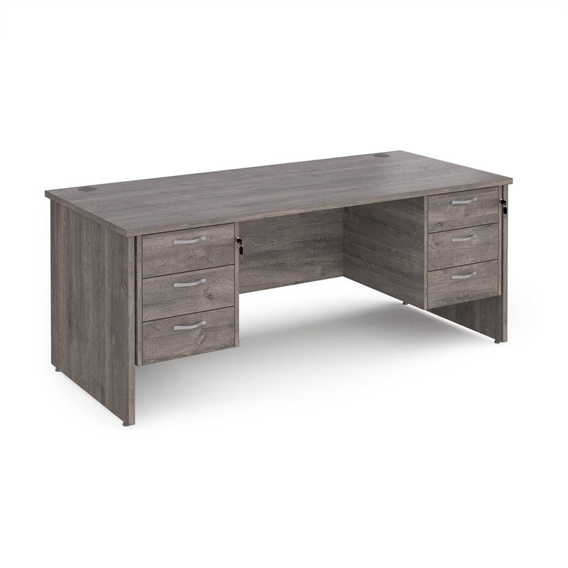 Maestro 25 Straight Desk 800mm Deep With Two Fixed 3 Drawer Pedestals - Panel End Leg - NWOF