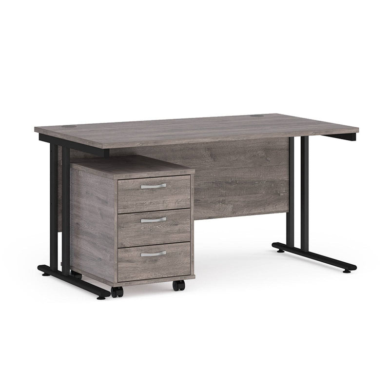 Maestro 25 Straight Desk & 3 Drawer Under Desk Pedestal Bundle - NWOF