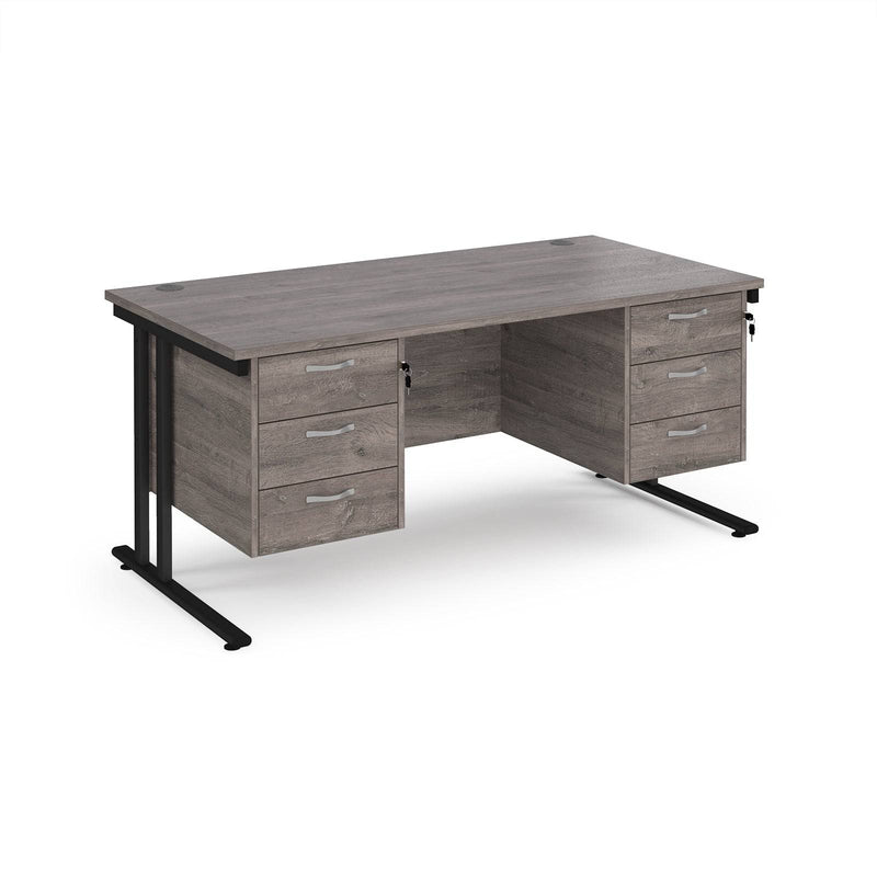 Maestro 25 Straight Desk 800mm Deep With Two Fixed 3 Drawer Pedestals - Cantilever Leg - NWOF