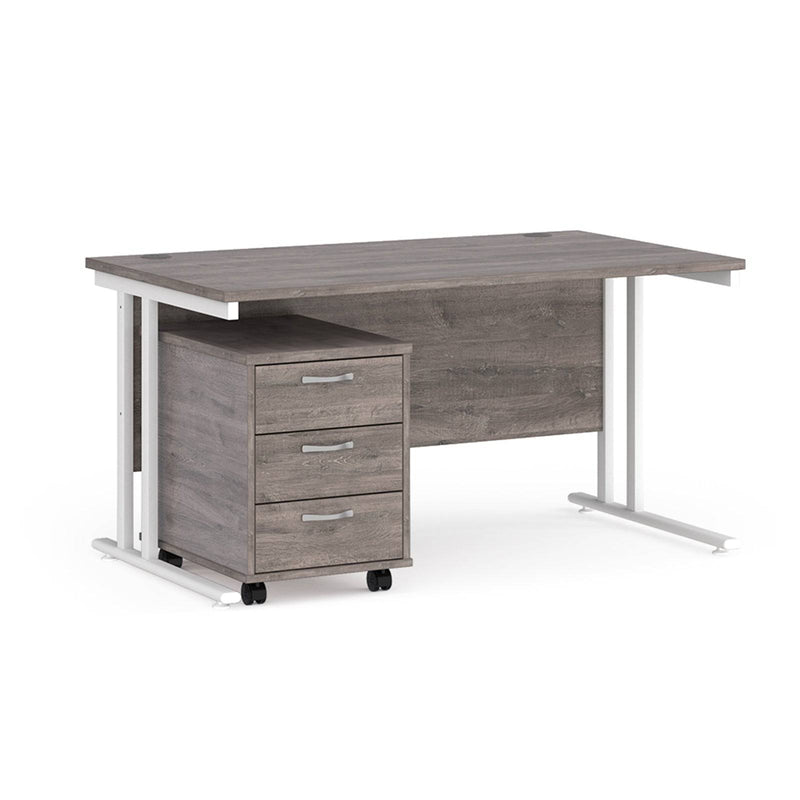 Maestro 25 Straight Desk & 3 Drawer Under Desk Pedestal Bundle - NWOF