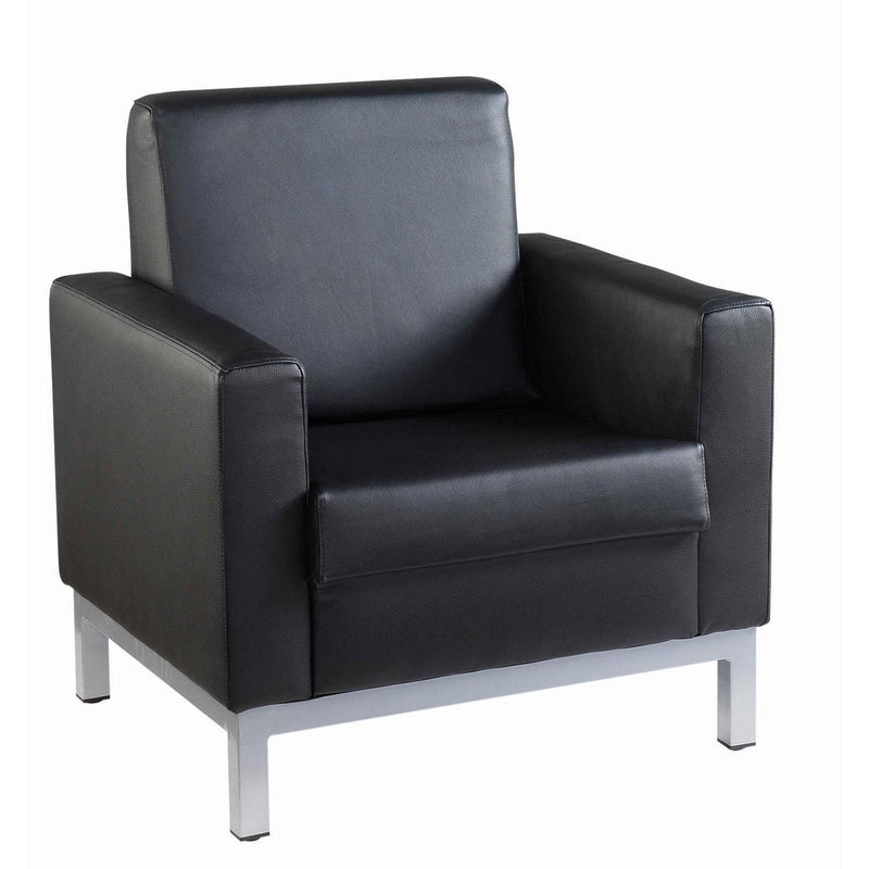 Helsinki Square Back Reception Single Tub Chair - Black Leather Faced - NWOF