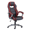 Jensen High Back Executive Chair - Black & Red Faux Leather - NWOF
