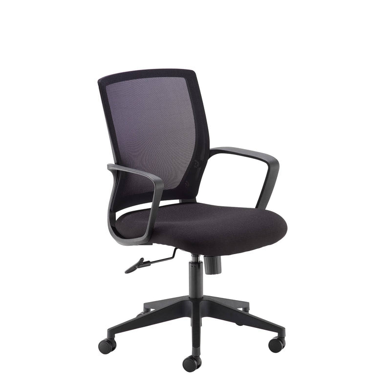 Jonas Black Mesh Back Operator Chair With Black Fabric Seat & Black Base - NWOF