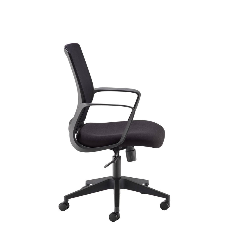 Jonas Black Mesh Back Operator Chair With Black Fabric Seat & Black Base - NWOF