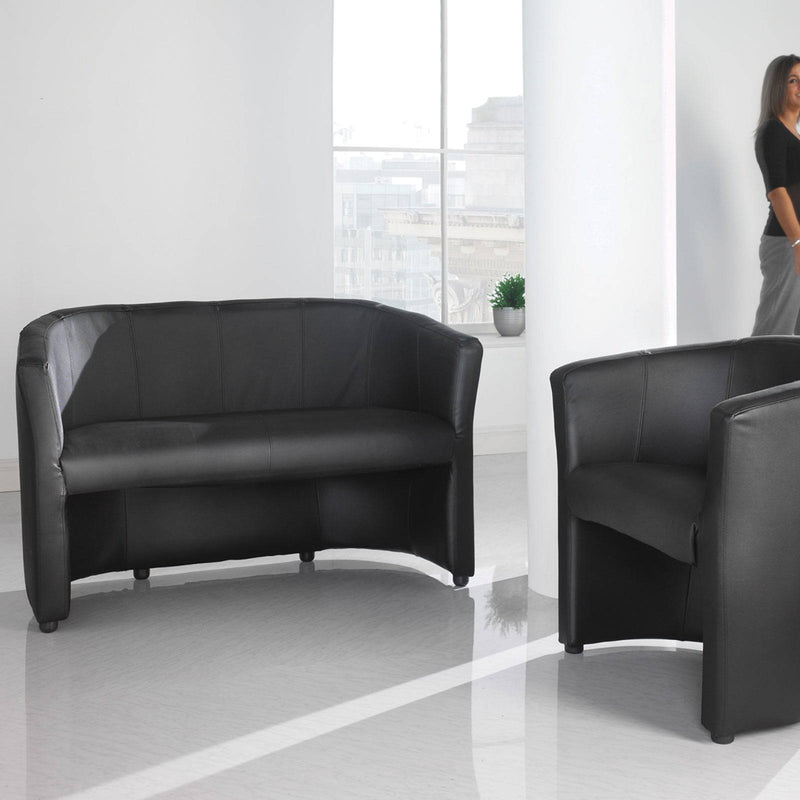 London Reception Single Tub Chair - Black Faux Leather - NWOF