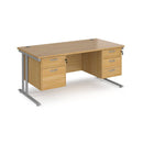 Maestro 25 Straight Desk 800mm Deep With Fixed 2 & 3 Drawer Pedestals - Cantilever Leg - NWOF