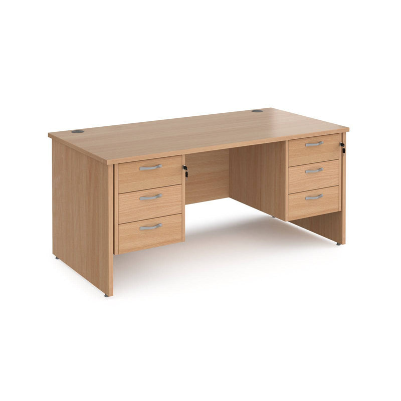 Maestro 25 Straight Desk 800mm Deep With Two Fixed 3 Drawer Pedestals - Panel End Leg - NWOF