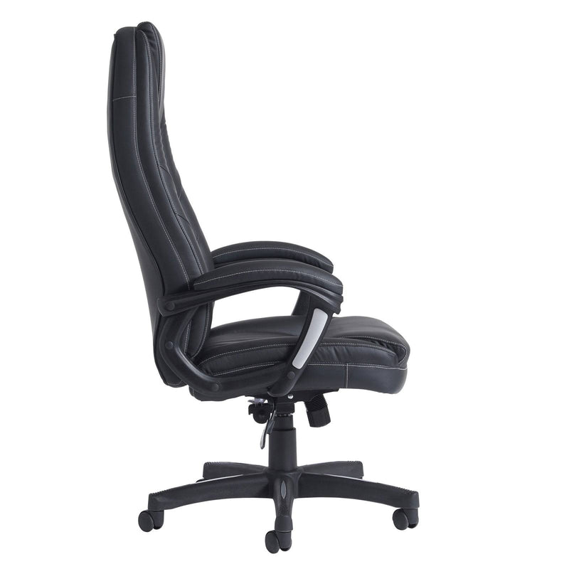 Noble High Back Managers Chair - Black Faux Leather - NWOF