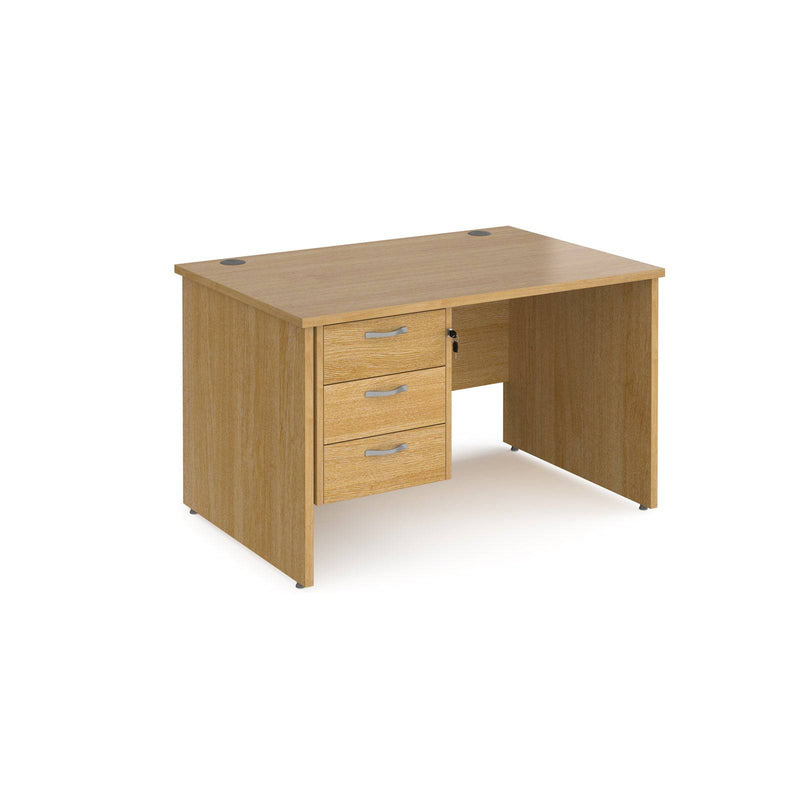 Maestro 25 Straight Desk 800mm Deep With Fixed 3 Drawer Pedestal & Panel End Leg - NWOF