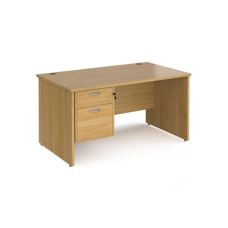 Maestro 25 Straight Desk 800mm Deep With Fixed 2 Drawer Pedestal & Panel End Leg - NWOF