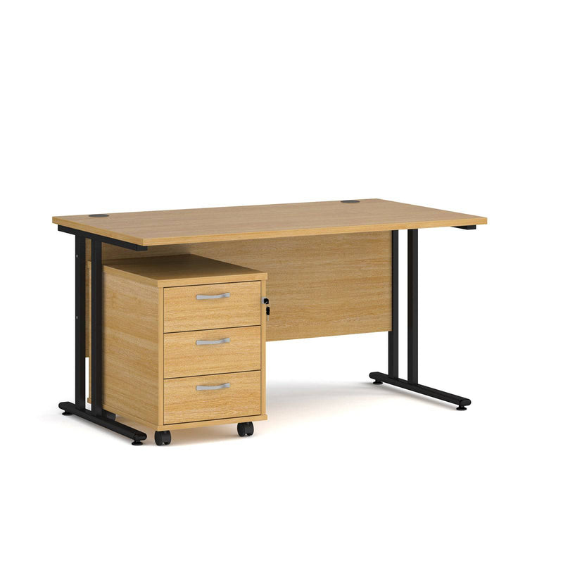 Maestro 25 Straight Desk & 3 Drawer Under Desk Pedestal Bundle - NWOF