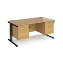 Maestro 25 Straight Desk 800mm Deep With Two Fixed 2 Drawer Pedestals - Cantilever Leg - NWOF