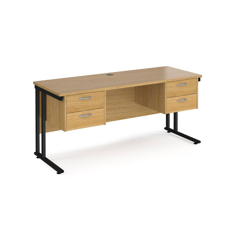 Maestro 25 Straight Desk 1600x600mm With Two Fixed 2 Drawer Pedestals & Cantilever Leg - NWOF