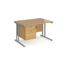 Maestro 25 Straight Desk 800mm Deep With Fixed 2 Drawer Pedestal & Cantilever Leg - NWOF