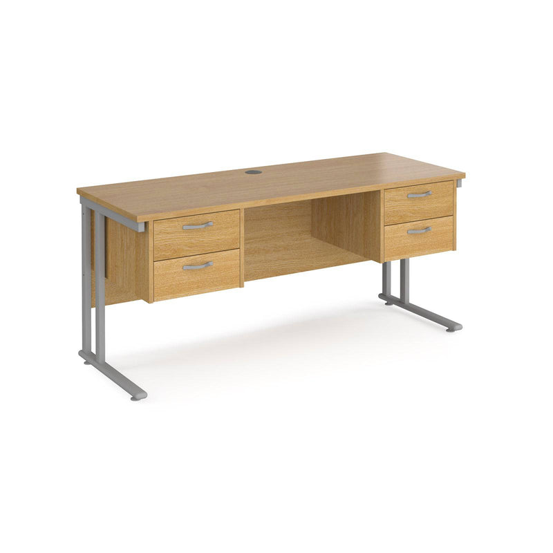 Maestro 25 Straight Desk 1600x600mm With Two Fixed 2 Drawer Pedestals & Cantilever Leg - NWOF