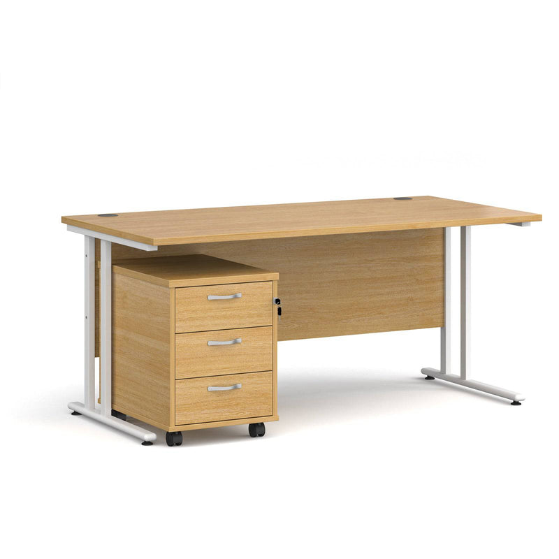 Maestro 25 Straight Desk & 3 Drawer Under Desk Pedestal Bundle - NWOF