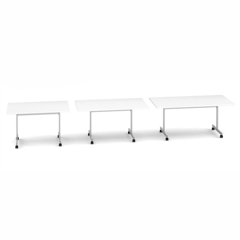 Rectangular Fliptop Meeting Table With Silver Frame - White - NWOF