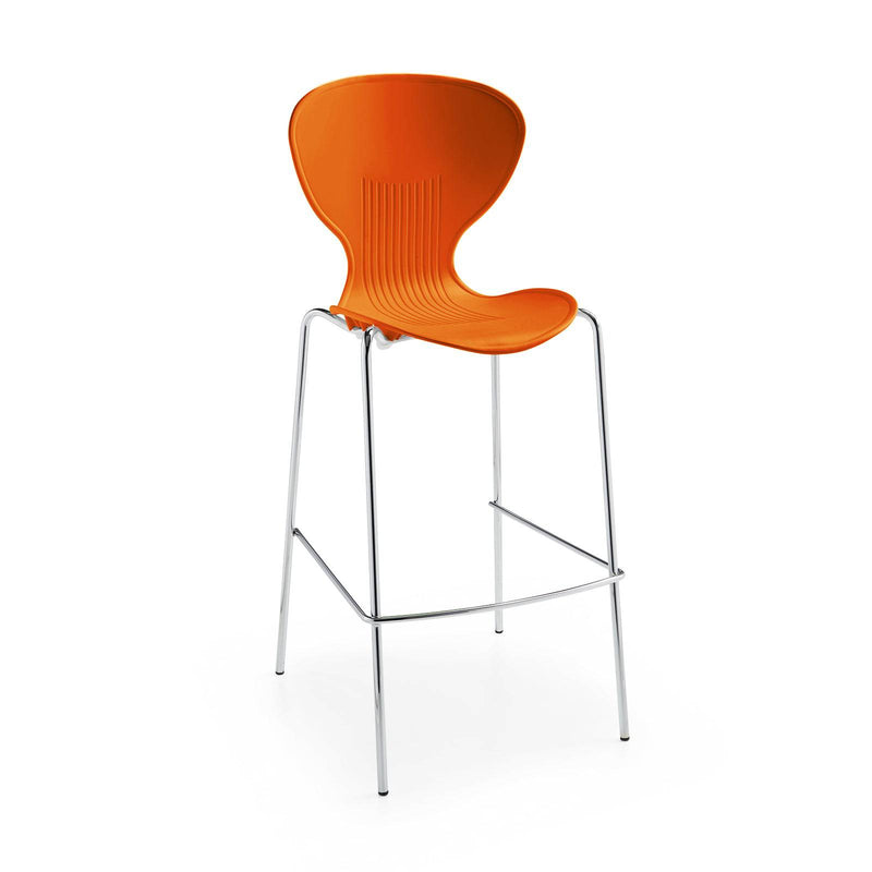 Sienna One Piece Stool With Chrome Legs (Pack of 2) - Orange - NWOF