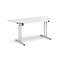 Semi Circular Folding Leg Table With Straight Foot Rails - White - NWOF