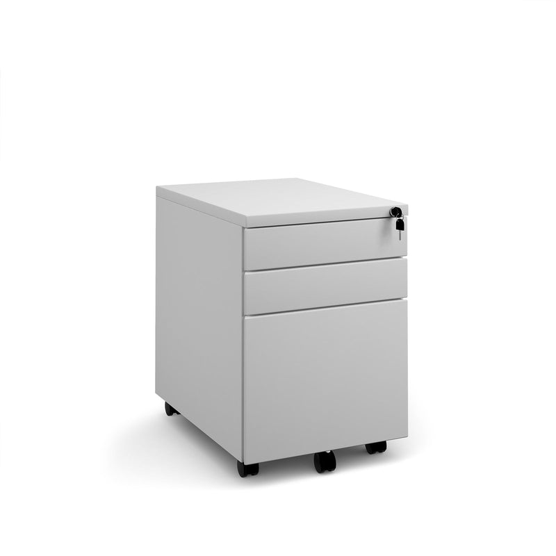 Steel 3 Drawer Wide Mobile Pedestal - White - NWOF