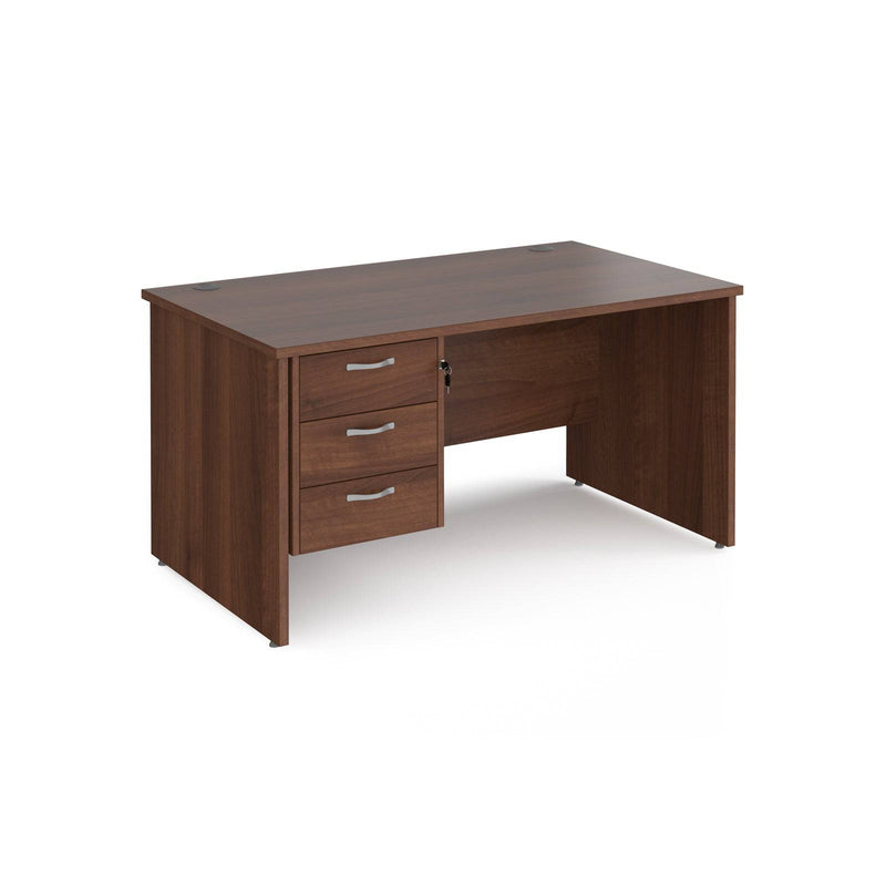 Maestro 25 Straight Desk 800mm Deep With Fixed 3 Drawer Pedestal & Panel End Leg - NWOF