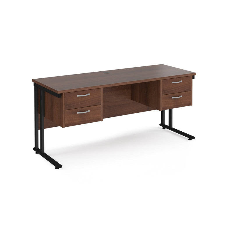 Maestro 25 Straight Desk 1600x600mm With Two Fixed 2 Drawer Pedestals & Cantilever Leg - NWOF