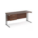 Maestro 25 Straight Desk 600mm Deep With Fixed 2 Drawer Pedestal & Cantilever Leg - NWOF