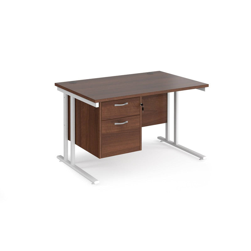 Maestro 25 Straight Desk 800mm Deep With Fixed 2 Drawer Pedestal & Cantilever Leg - NWOF