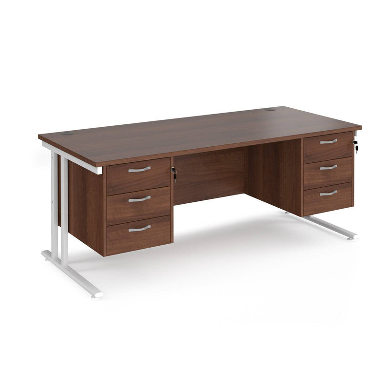 Maestro 25 Straight Desk 800mm Deep With Two Fixed 3 Drawer Pedestals - Cantilever Leg - NWOF