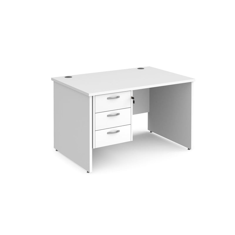 Maestro 25 Straight Desk 800mm Deep With Fixed 3 Drawer Pedestal & Panel End Leg - NWOF