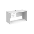 Maestro 25 Straight Desk 600mm Deep With Fixed 2 Drawer Pedestal & Panel End Leg - NWOF