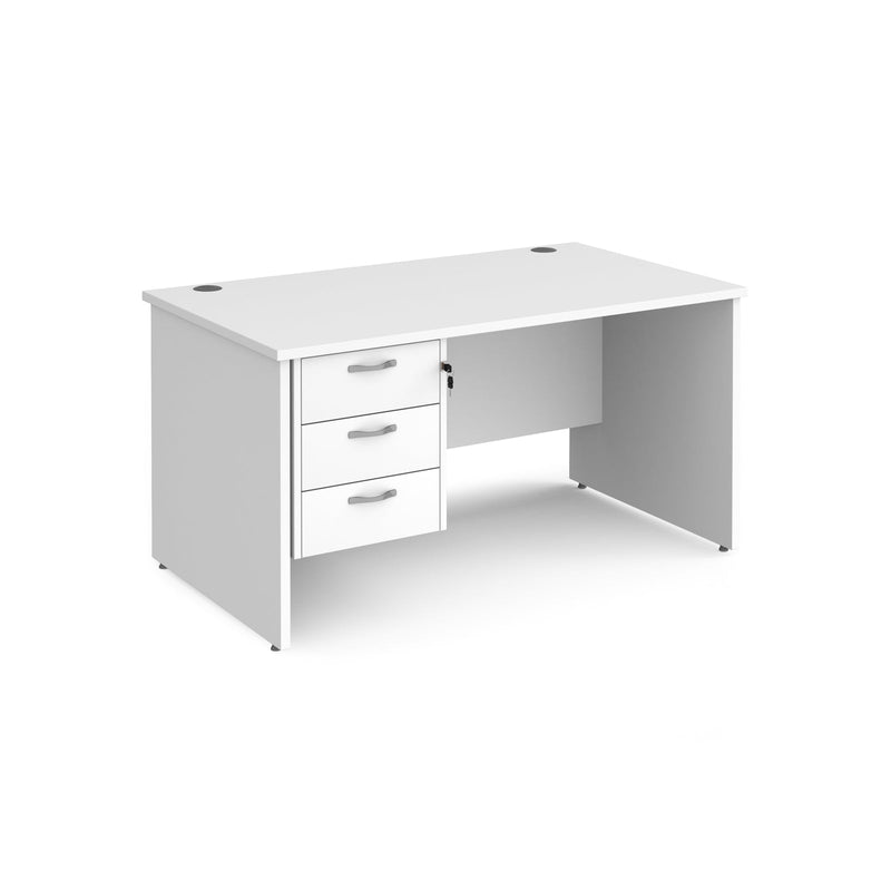 Maestro 25 Straight Desk 800mm Deep With Fixed 3 Drawer Pedestal & Panel End Leg - NWOF