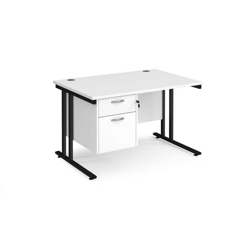 Maestro 25 Straight Desk 800mm Deep With Fixed 2 Drawer Pedestal & Cantilever Leg - NWOF