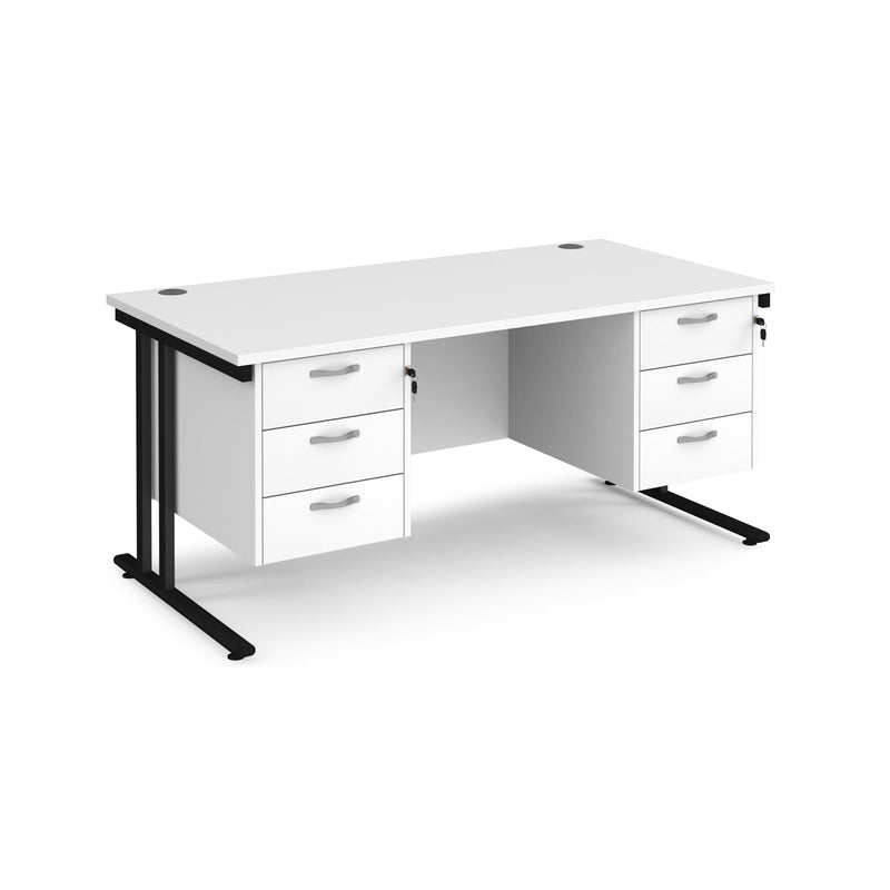 Maestro 25 Straight Desk 800mm Deep With Two Fixed 3 Drawer Pedestals - Cantilever Leg - NWOF