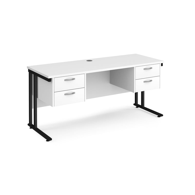 Maestro 25 Straight Desk 1600x600mm With Two Fixed 2 Drawer Pedestals & Cantilever Leg - NWOF