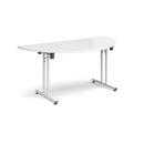 Semi Circular Folding Leg Table With Straight Foot Rails - White - NWOF