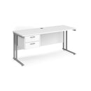 Maestro 25 Straight Desk 600mm Deep With Fixed 2 Drawer Pedestal & Cantilever Leg - NWOF