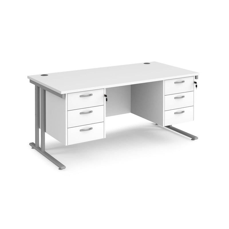 Maestro 25 Straight Desk 800mm Deep With Two Fixed 3 Drawer Pedestals - Cantilever Leg - NWOF