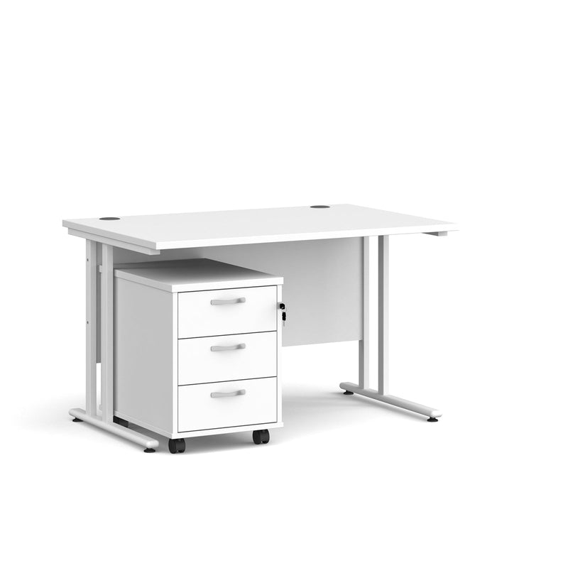 Maestro 25 Straight Desk & 3 Drawer Under Desk Pedestal Bundle - NWOF