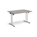 Rectangular Folding Leg Table With Straight Foot Rails - Grey Oak - NWOF