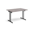 Rectangular Folding Leg Table With Straight Foot Rails - Grey Oak - NWOF