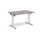 Rectangular Folding Leg Table With Straight Foot Rails - Grey Oak - NWOF