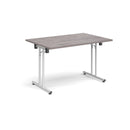 Rectangular Folding Leg Table With Straight Foot Rails - Grey Oak - NWOF