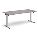 Rectangular Folding Leg Table With Straight Foot Rails - Grey Oak - NWOF