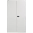 TC Bisley Steel Contract Cupboard in Goose Grey with front view, sturdy metal storage cabinet for office or workshop use.