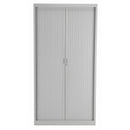 Grey TC Steel Open Tambour Cupboard with sliding doors, modern design, and sturdy metal construction.