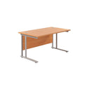Twin upright rectangular desk by TC, 800mm deep, Beech finish, modern office workspace with clean lines and sturdy construction.