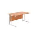 TC Office Twin Upright 800mm deep rectangular desk in beech wood finish, showcasing a spacious workspace with clean lines.