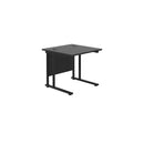 Black TC Office Twin Upright Rectangular Desk with 800mm depth, featuring a spacious and modern workspace design.